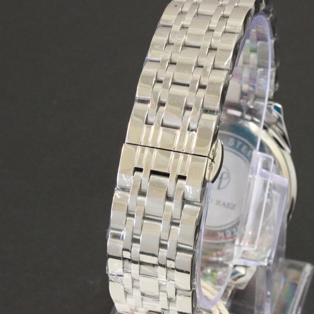 Men's Casual Fashion Watch Silver Tone Butterfly Clasp 40mm - Picture 11 of 12